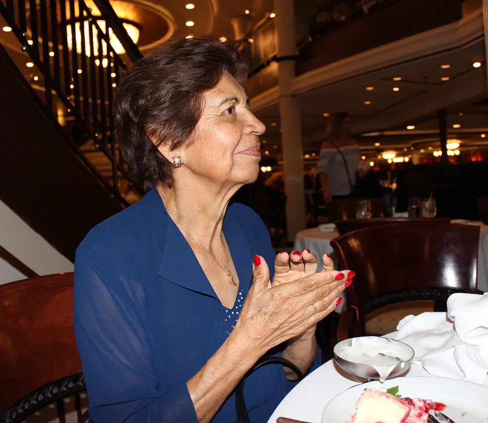 A senior dancing at a social event.